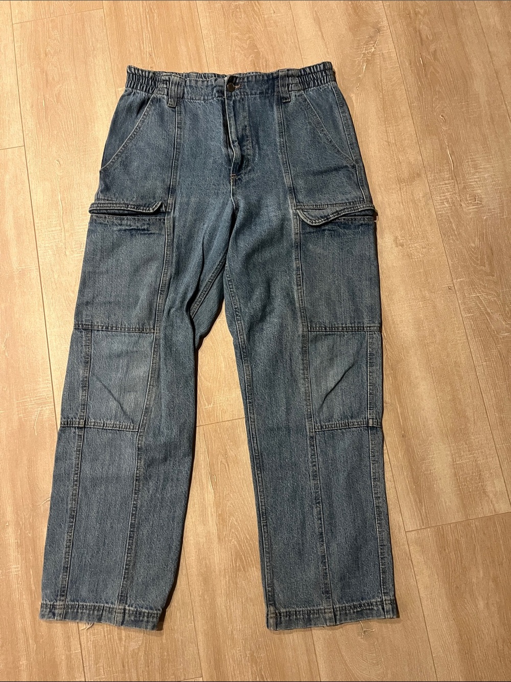 RSQ Dark Blue Women's Cargo Boyfriend Jeans